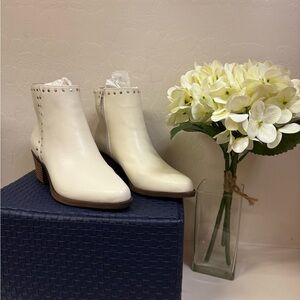 BP Cream Ankle Booties with Stud Detail
